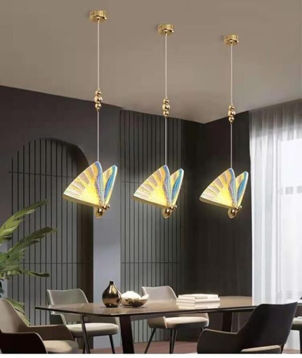 Glowing  homes Metal, Acrylic Butterfly Bedside Hanging Pendant Ceiling Lamp, Home Decorative Butterfly Hanging Pendant Light for, Living Room, Restaurants, Dining, Coffee Shop, Home and Office. Mutlicolour