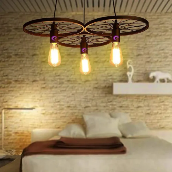 Glowing Homes Hanging Wheel Ceiling Light Lamp (Black, Bulb not Included)
