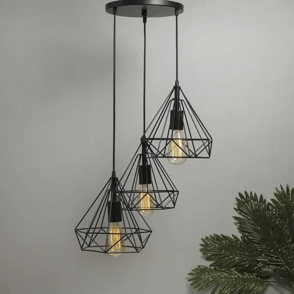 Glowing Homes Diamond Cluster Pendant Hanging Ceiling Decorative Light 40 Watts,(Bulb Not Included, Black)