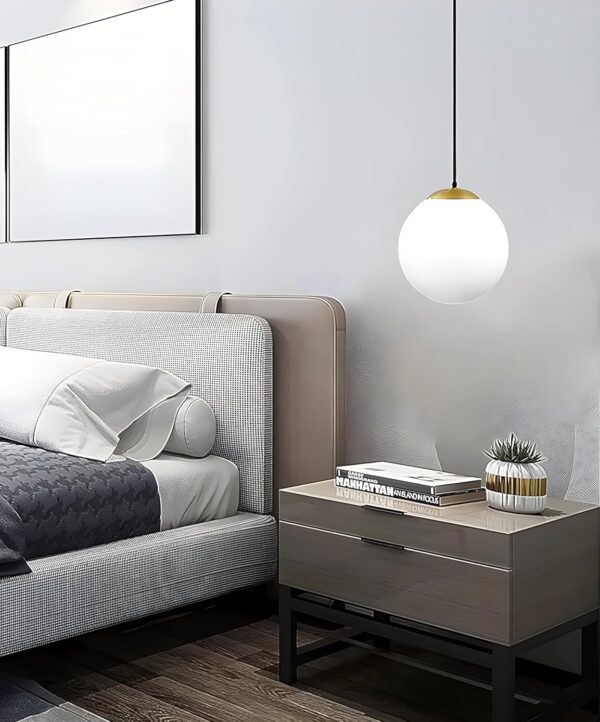 Glowing Homes Golden Metal & Glass Hanging Pendant Light, Ball Shaped, E27 Bulb Holder, for Living Room, Bedroom (Without Bulb, 1, Pack)